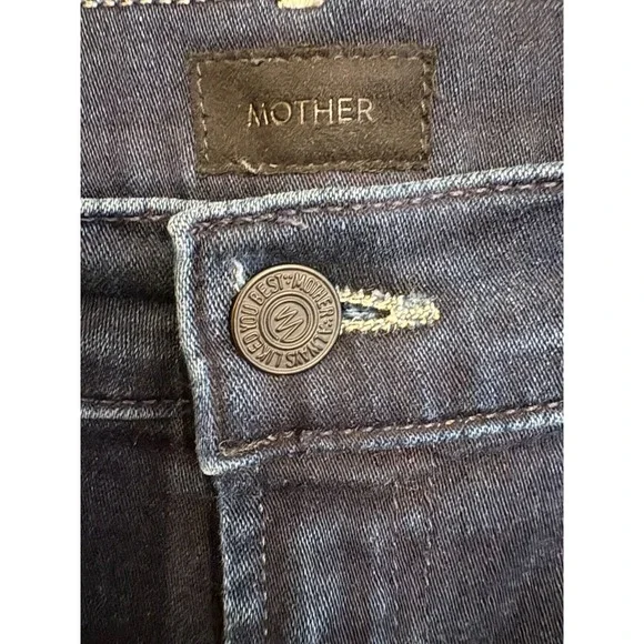 Mother Insider Crop Step Fray Jeans Night Tripper Wash Size 33 - Picture 3 of 9